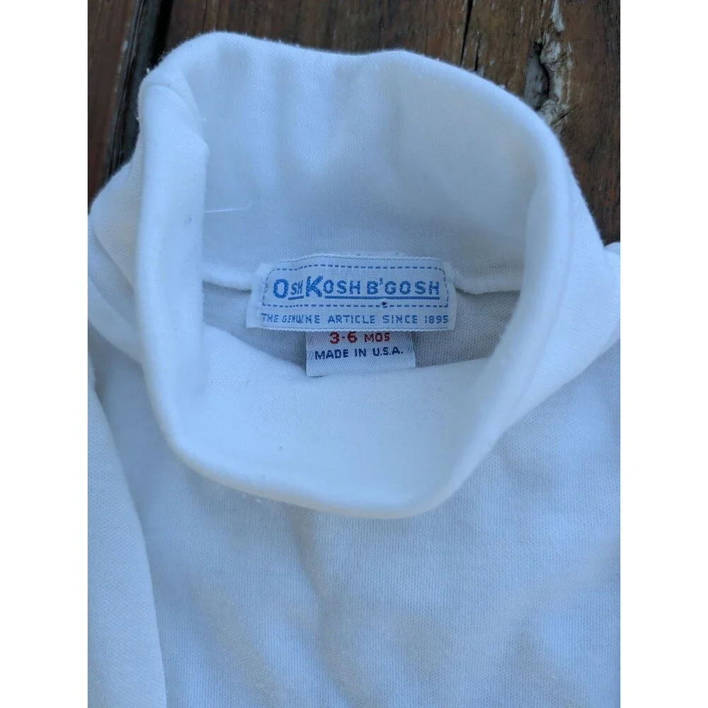 VTG 3-6M OshKosh B'gosh 80s BABY Turtleneck Long Sleeve graphic Primary USA